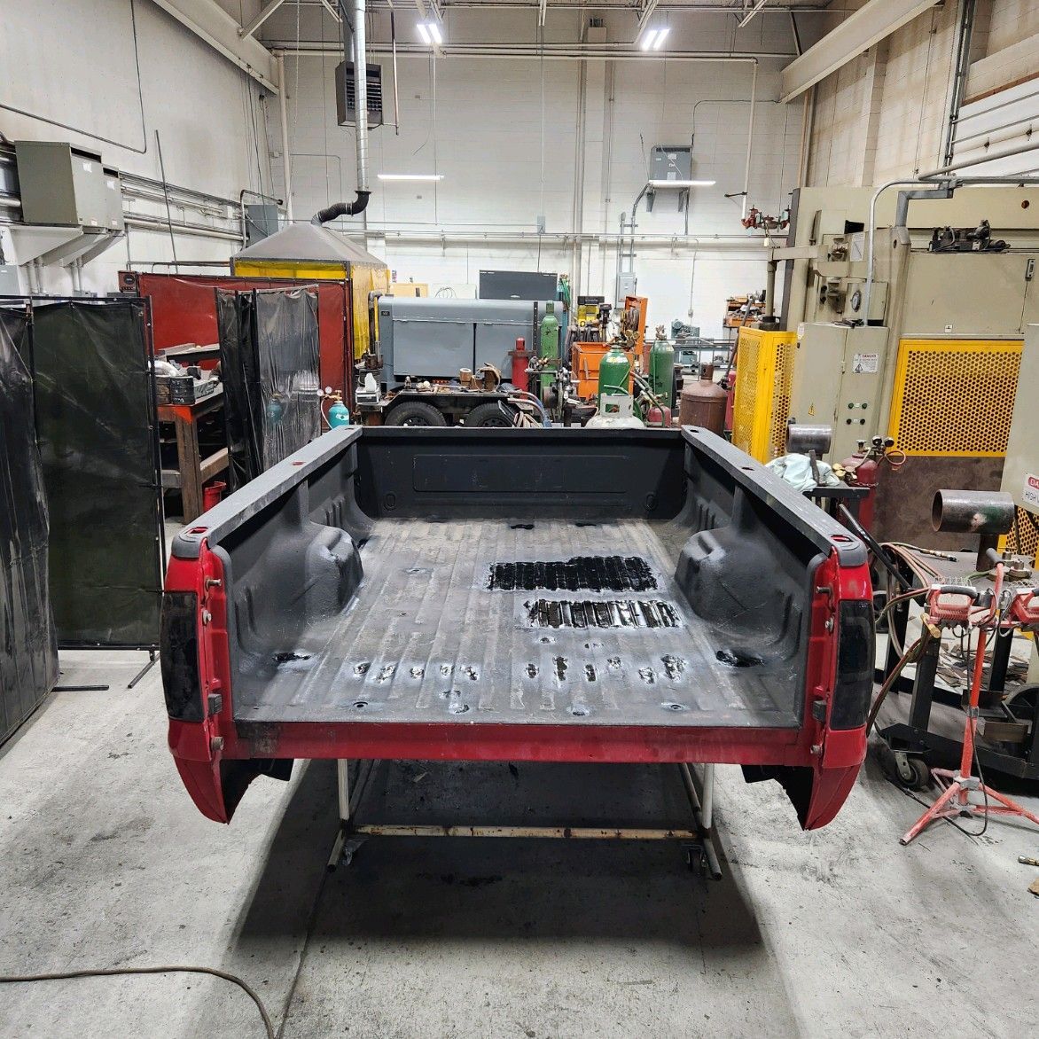 Truck bed repair in the shop