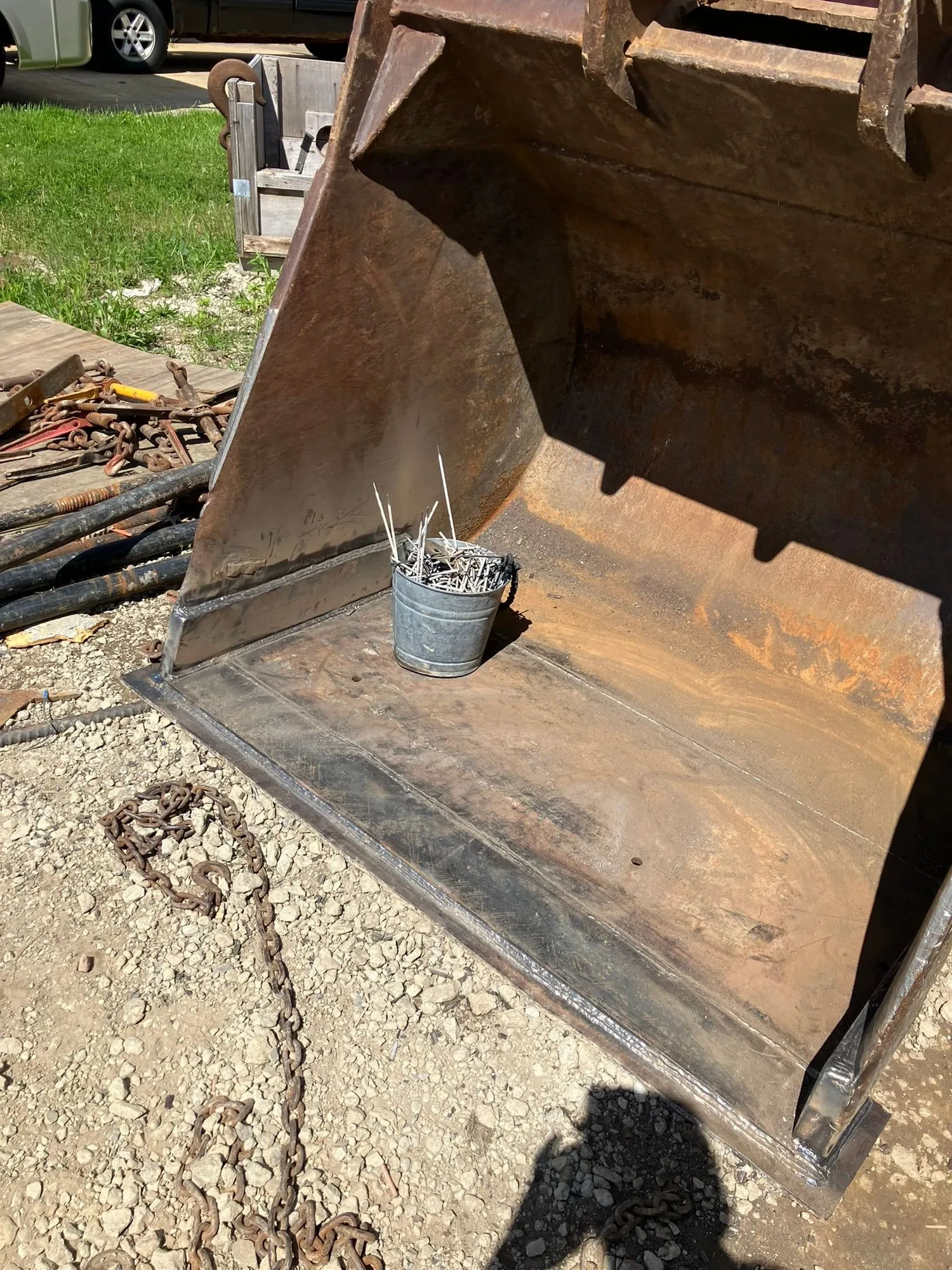 Excavator bucket after repair