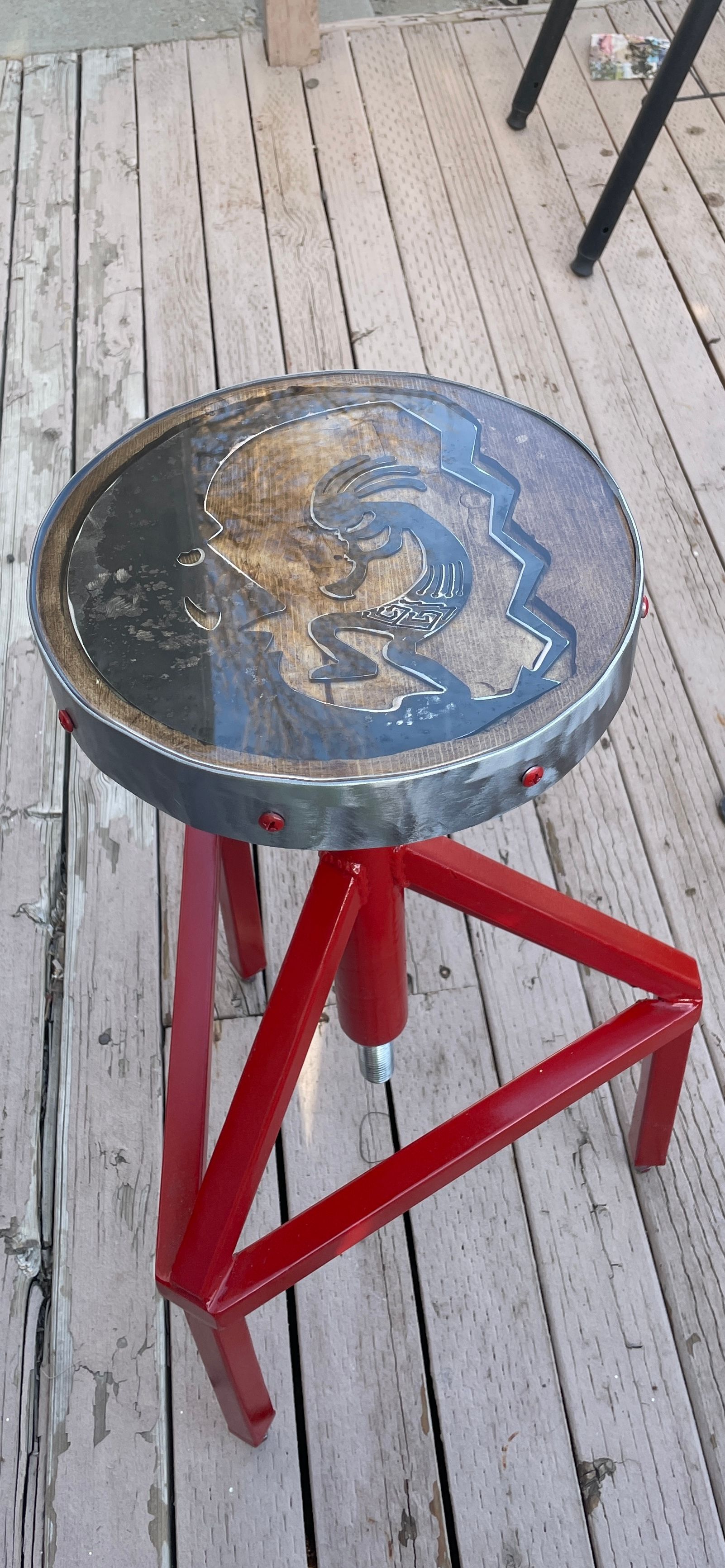 Custom Kokopelli metal art table