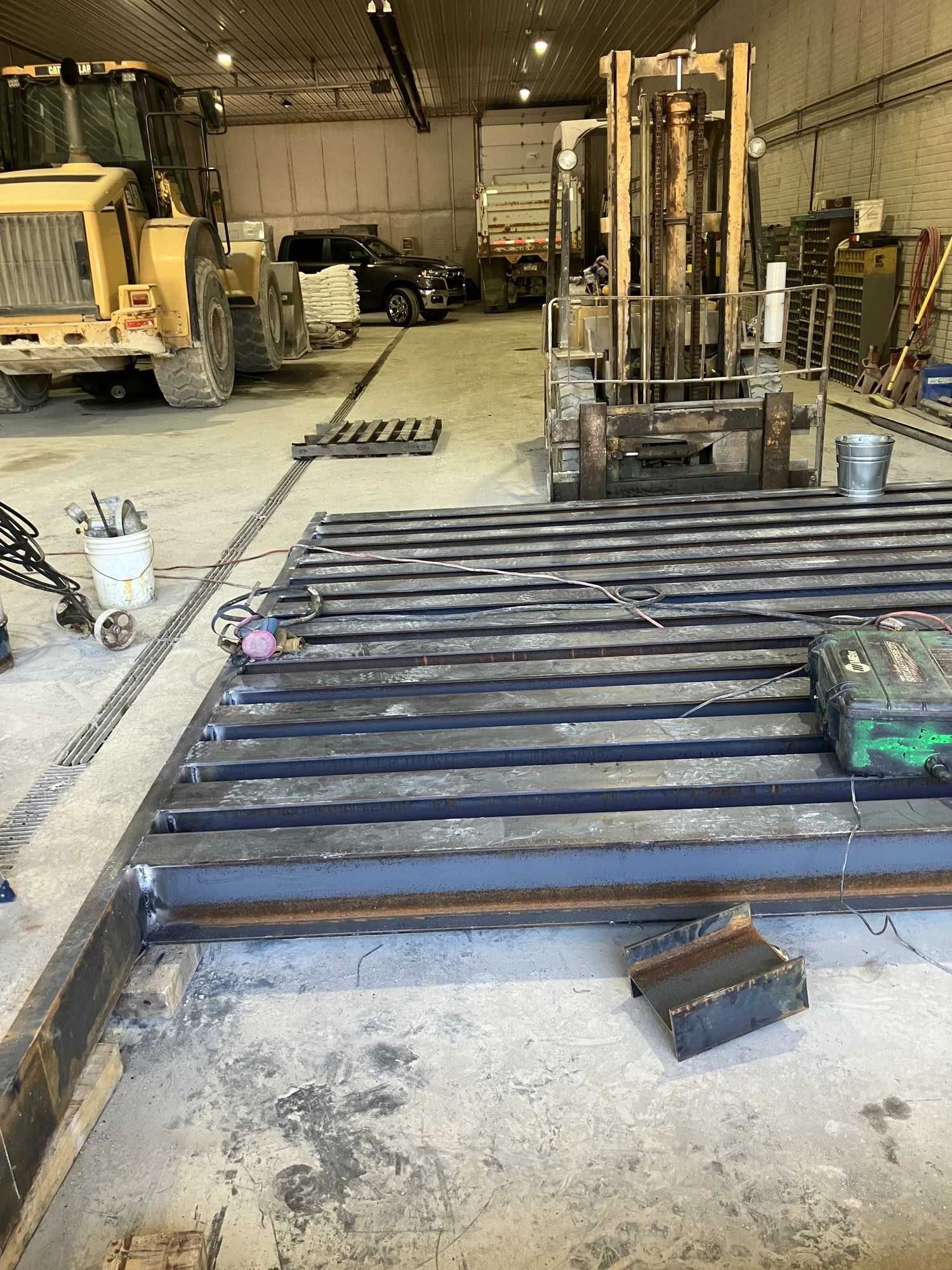 Steel slat gate build in the shop