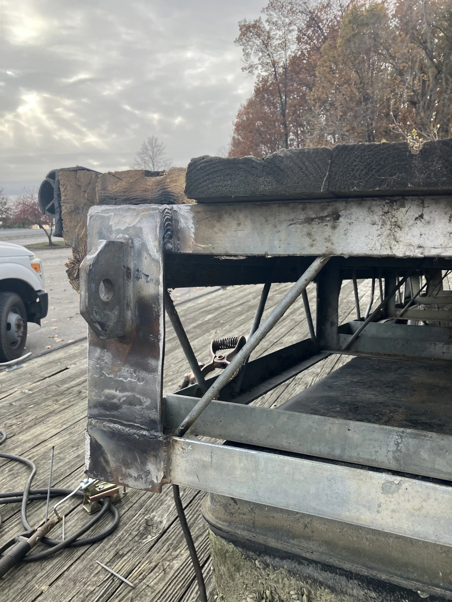 Welded channel repair on trailer frame